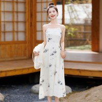 洋气时尚套装女2024夏季新款女装复古名族风吊带连衣裙两件套现货