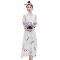 洋气时尚套装女2024夏季新款女装复古名族风吊带连衣裙两件套现货