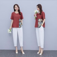 现货印花套装女2024夏装新款优雅时尚潮流两件套