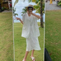 夏装现货韩版短袖西装+吊带裙两件套套装女202A