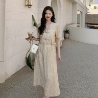 现货夏装买家秀风水墨画盘扣半身裙两件套202A