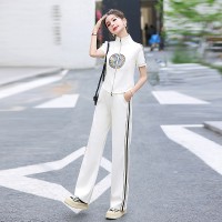 夏季短袖阔腿裤套装新中式气质洋气时尚减龄显瘦套装休闲春夏宽松