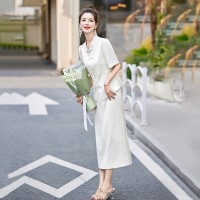 现货2024新中式盘扣汉服外套香风提花气质半裙百搭套装套裙