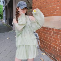 2024海边度假防晒服套装果绿冰凉