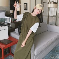 【2024现货】雅致芥末绿T恤套装裙D102