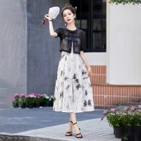 【主推现货款】2024新款中式衣领搭配优雅盘扣休闲中式两件套