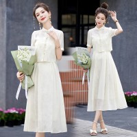 BAO现货新中式女装2024年现货夏装新款设计感时尚气质套装连衣裙