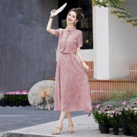 BAO现货新中式女装2024年现货夏装新款设计感时尚气质套装连衣裙