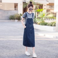 牛仔背带裙套装女春秋2024新款小个子设计感减龄洋气两件套连衣裙