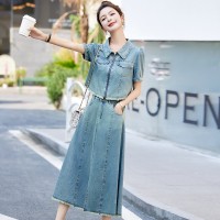 现货牛仔套装裙女2024夏季新款洋气时尚复古牛仔两件套