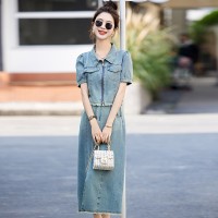 现货牛仔套装裙女2024夏季新款洋气时尚复古牛仔两件套