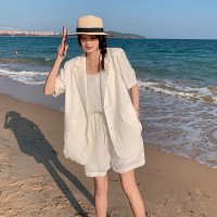 夏装现货短袖西装+吊带+短裤三件套套装女202A