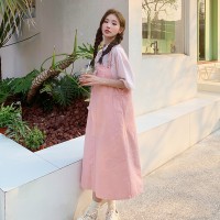 【轩衣居现货】夏装小个子减龄格子衬衫+背带裙两件套