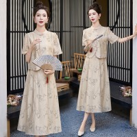 现货新中式女装2024年现货夏装新款设计感时尚气质套装连衣裙