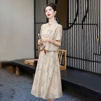 现货新中式女装2024年现货夏装新款设计感时尚气质套装连衣裙
