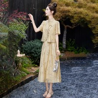 现货新中式女装2024年现货夏装新款设计感时尚气质套装连衣裙