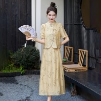 现货新中式女装2024年现货夏装新款设计感时尚气质套装连衣裙