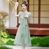 2024夏季新中式盘扣两件套裙