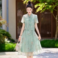 2024夏季新中式盘扣两件套裙