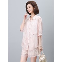 2024年夏季天丝衬衫两件套装