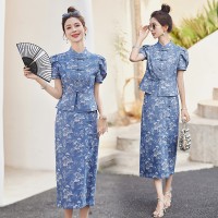 2024年夏季新中式牛仔套裙女气质减龄