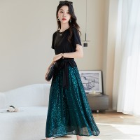 高级感御姐套装裙女气质法式绝美亮片今年流行显瘦两件套连衣裙女
