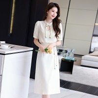 夏装2024新款新中式花边领印花立体衬衣搭配显瘦半身裙套装