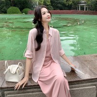 2024夏季防晒服+吊带针织连衣裙
