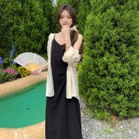 2024夏季防晒服+吊带针织连衣裙