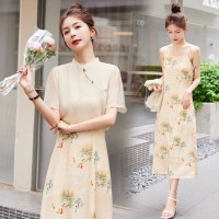 2024年夏季新款改良旗袍连衣裙女高级感气质吊带新中式少女年轻款