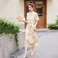 2024年夏季新款改良旗袍连衣裙女高级感气质吊带新中式少女年轻款