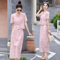 现货轻奢风蕾丝法式套裙女2024夏季新款时尚气质优雅两件套