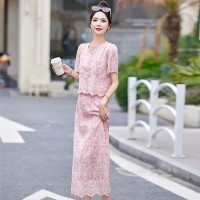 现货轻奢风蕾丝法式套裙女2024夏季新款时尚气质优雅两件套