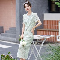 现货轻奢风蕾丝法式套裙女2024夏季新款时尚气质优雅两件套