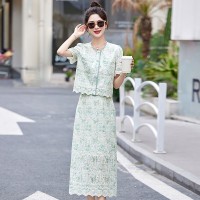 现货轻奢风蕾丝法式套裙女2024夏季新款时尚气质优雅两件套