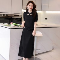 现货夏装2024新款新中式圆领立体花衬衣百配显瘦半身裙套装