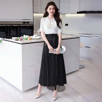 夏装2024新款新中式花边领盘扣立体衬衣搭配显瘦马面裙半身裙套装