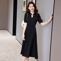 现货2024新款新中式花边领印花立体衬衣搭配显瘦A字半身裙套装