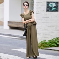 2024年夏季新款阔腿裤小上衣气质减龄套装女