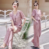 2024年夏季新中式阔腿裤套装女