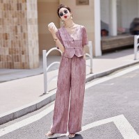2024年夏季新中式阔腿裤套装女