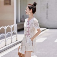 2024年夏季新中式蕾丝短款套装女夏