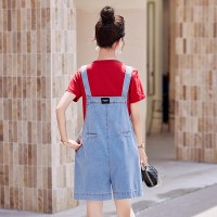 现货背带裤套装女2024夏季新款女装时尚减龄两件套裤子