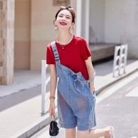 现货背带裤套装女2024夏季新款女装时尚减龄两件套裤子