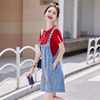 现货背带裤套装女2024夏季新款女装时尚减龄两件套裤子