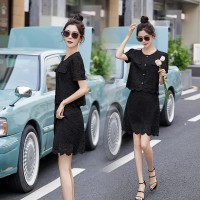 蕾丝半身裙小个子套装女夏活泼减龄两件套