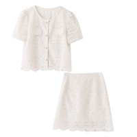 蕾丝半身裙小个子套装女夏活泼减龄两件套