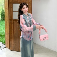 放心推数据好2024现货夏季新款牛仔两件套裙