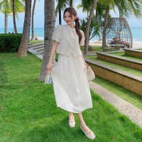 时尚套装女2024夏季新款复古名族风两件套刺绣连衣裙