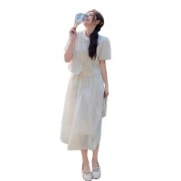 时尚套装女2024夏季新款复古名族风两件套刺绣连衣裙